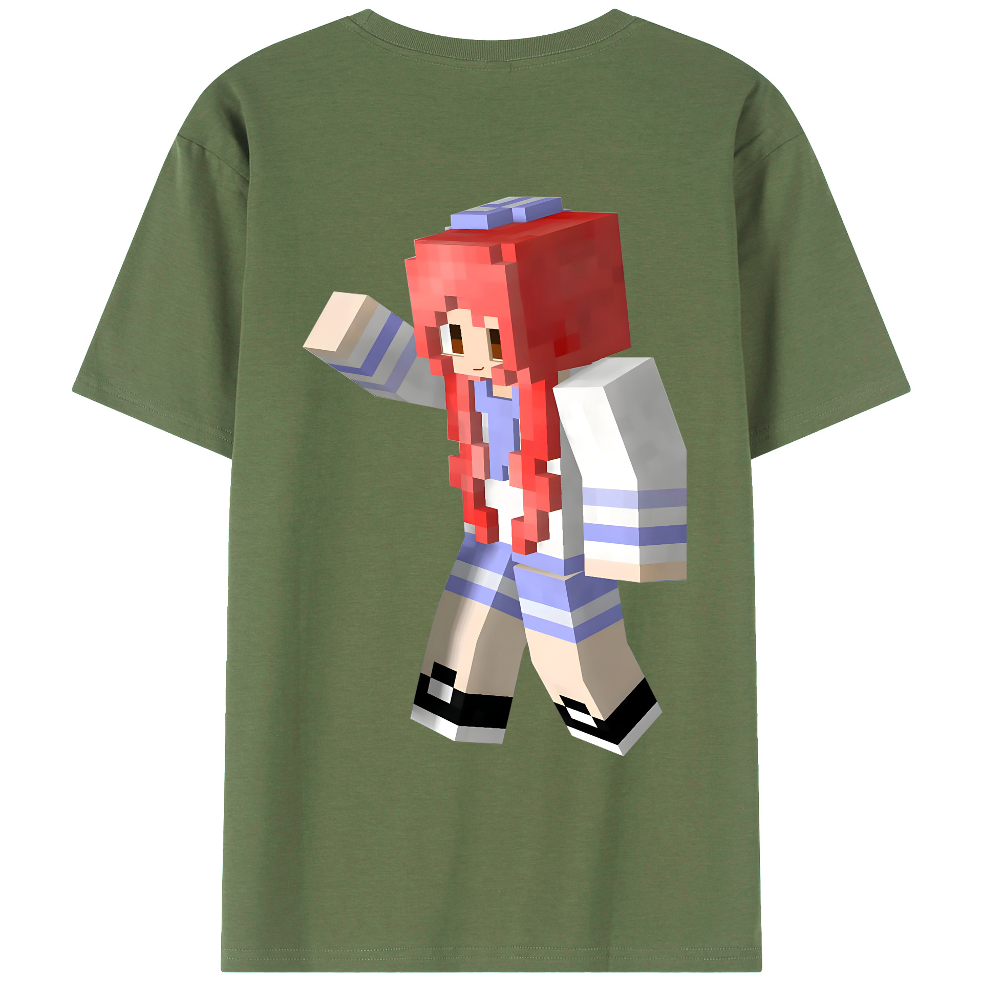 （画像用） マインクラフト ブロックの世界 Minecraft MC Block world 綿100％ メンズ半袖Tシャツ（バックプリント） 通気性
